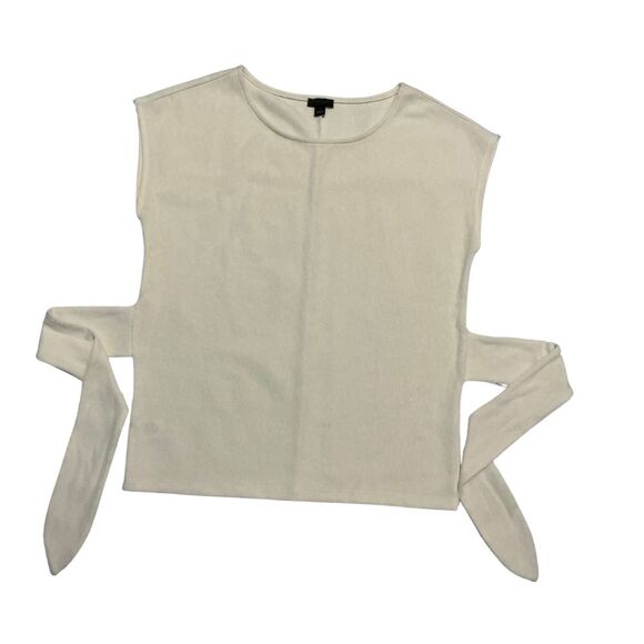 Ann Taylor Boxy Top With Tie Waist Size Small Round Neckline White - Picture 1 of 4